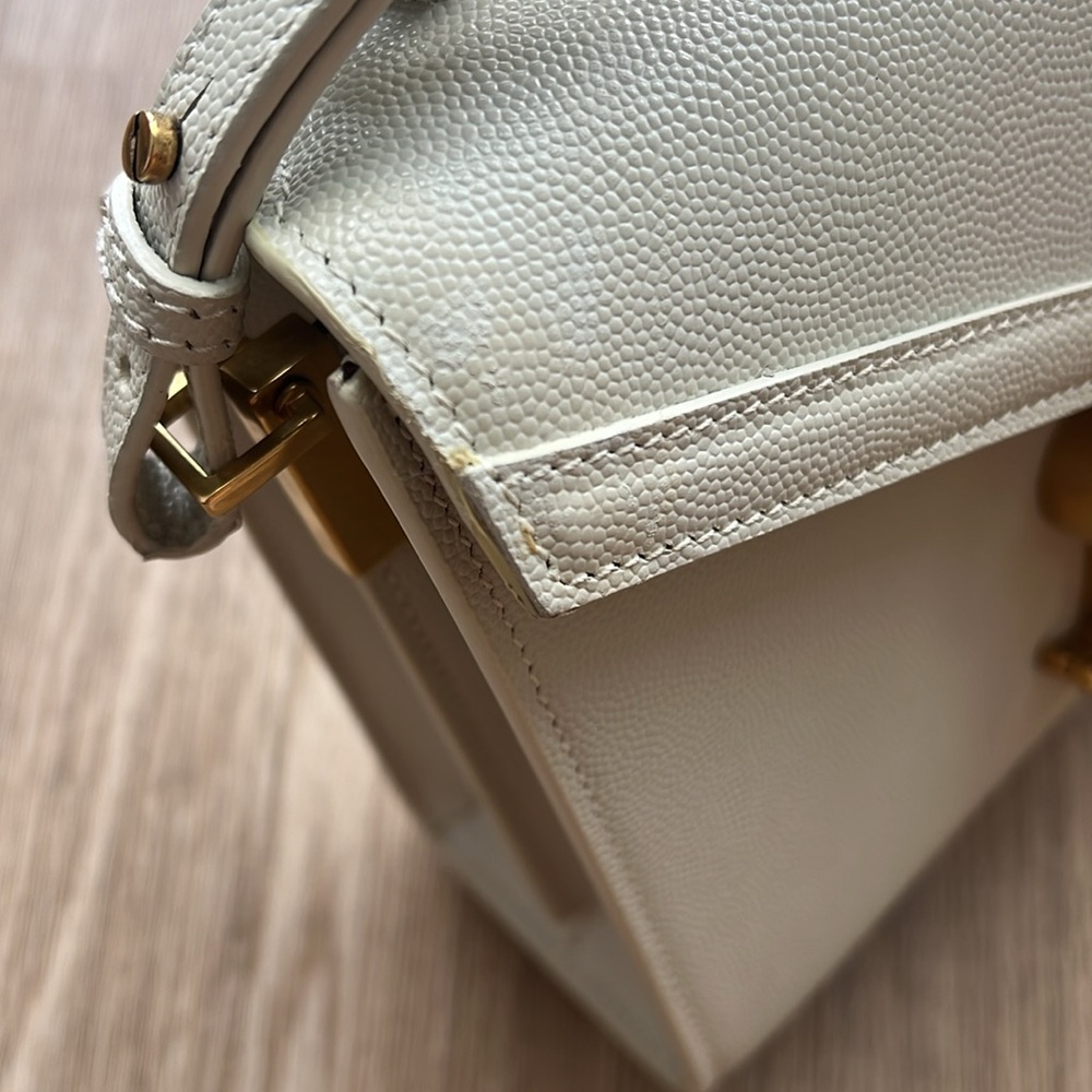 YSL CASSANDRA MINI TOP HANDLE BAG - Beige Leather - Picture 12 of 12